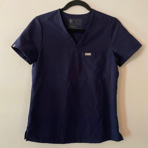 FIGS Women's size XS Navy Blue Catarina Scrub Top Nurse Doctor Uniform - Picture 1 of 8